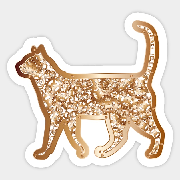 Steampunk cat abstract design Sticker by gezwaters